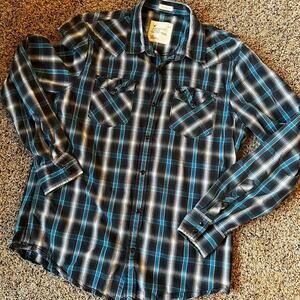 American Eagle vintage fit, long sleeve, snap up, plaid men's L, shirt.